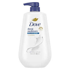 Dove Deep Moisture Body Wash with 24-hour renewing micro-moisture for all-day lotion-soft skin, 30.6 fl oz.