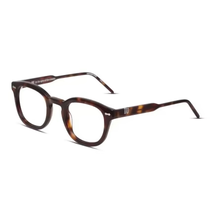 A pair of round tortoiseshell eyeglasses.