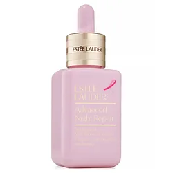Estée Lauder Advanced Night Repair in a pink bottle, featuring a breast cancer awareness ribbon.