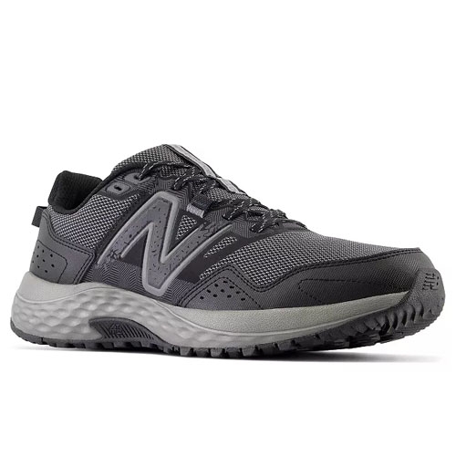 Gray athletic shoe with mesh upper, lace-up design, and cushioned sole. Prominent logo on the side.