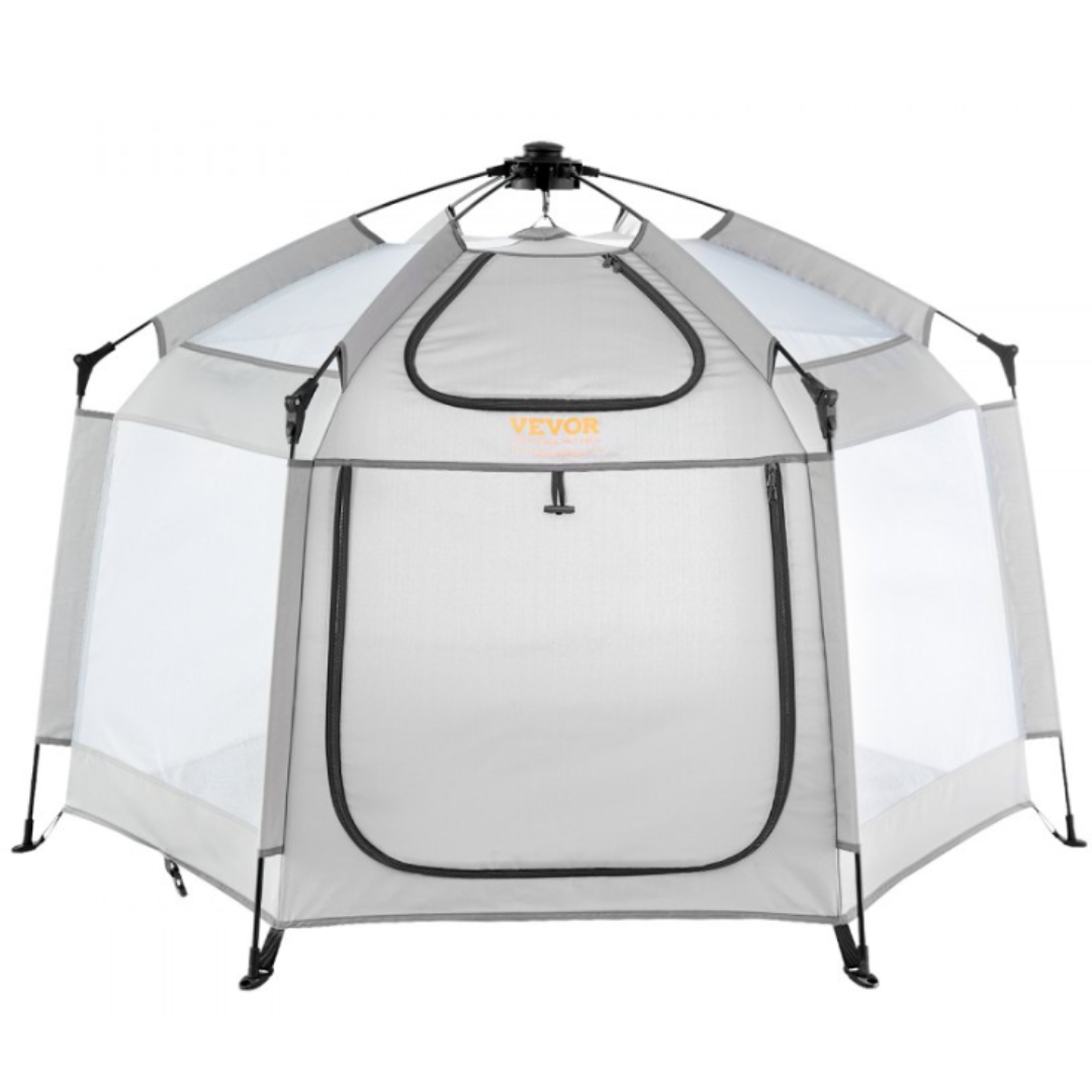 A VEVOR branded mesh screen tent with a door, designed for outdoor use.