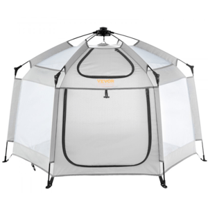 A VEVOR branded mesh screen tent with a door, designed for outdoor use.