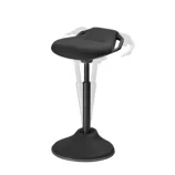 Adjustable ergonomic stool with a curved seat, height control, and a stable base designed for active sitting.