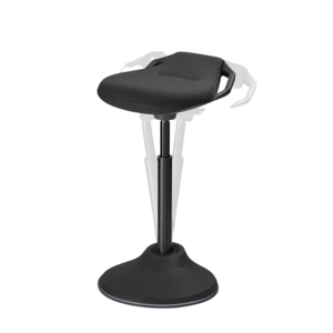 Adjustable ergonomic stool with a curved seat, height control, and a stable base designed for active sitting.