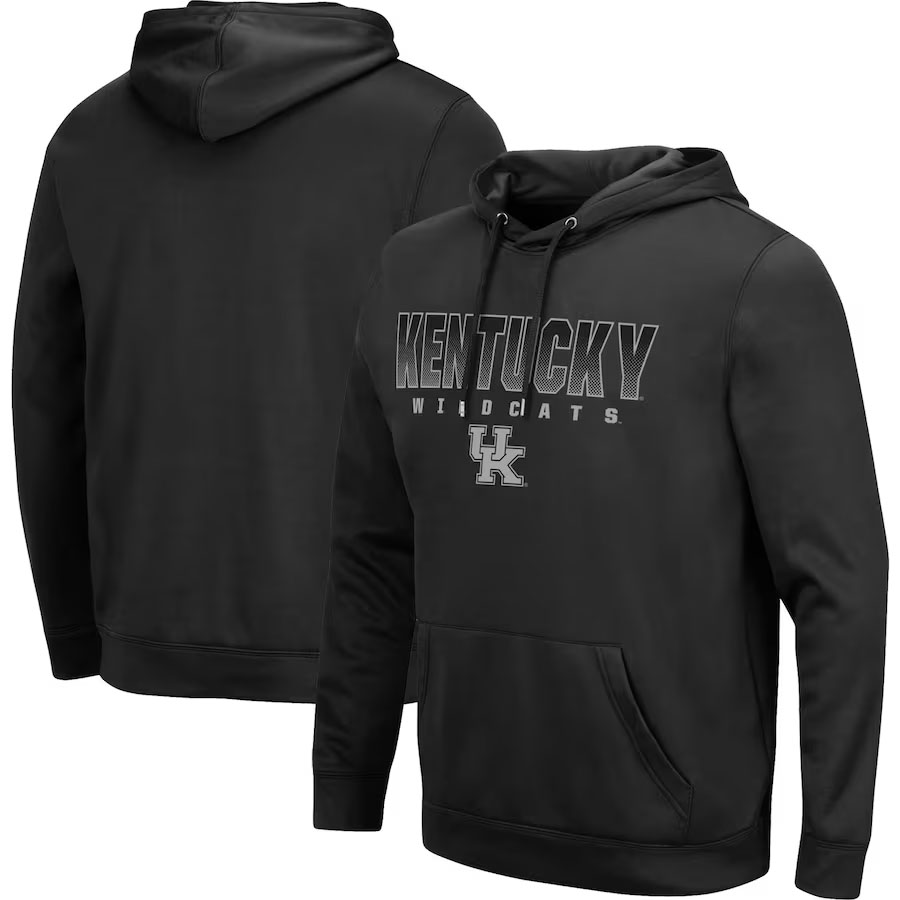Black hoodie featuring \“Kentucky Wildcats\“ text and a \“UK\“ logo on the front.