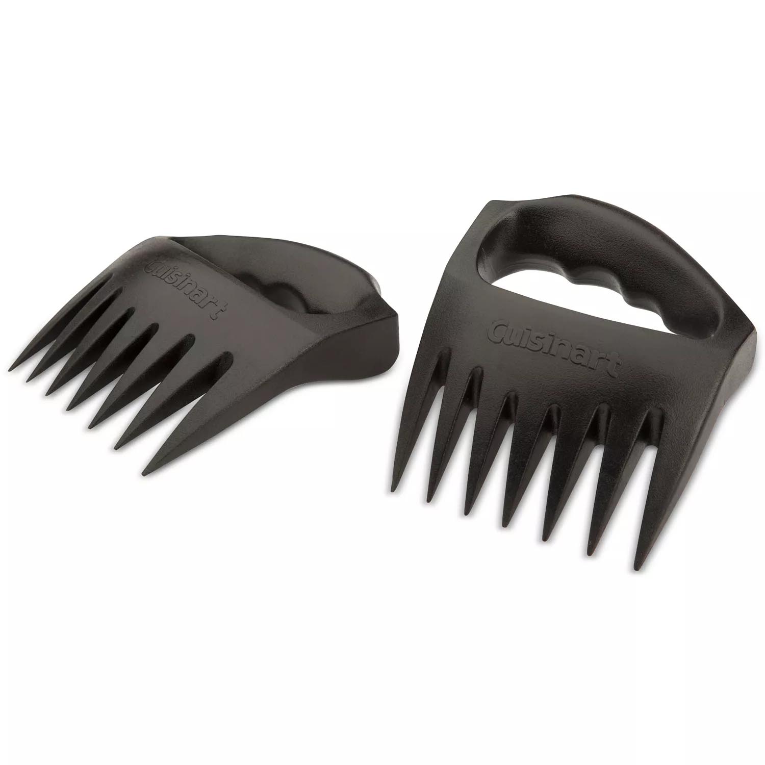 A pair of black meat shredding claws with ergonomic handles, designed for easily pulling and shredding cooked meat like pork or chicken.