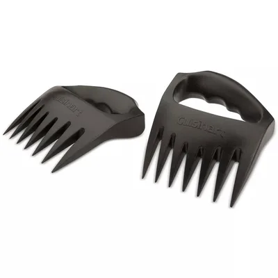 A pair of black meat shredding claws with ergonomic handles, designed for easily pulling and shredding cooked meat like pork or chicken.