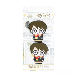 Set of two Harry Potter-themed bag clips featuring a cartoon character with glasses and a scarf.