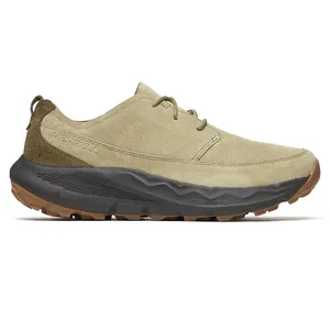 Tan suede lace-up shoe with a rugged black and brown sole, featuring a FlexConnect design for stability and durability.