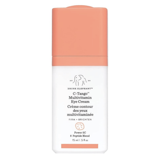 Drunk Elephant C-Tango Multivitamin Eye Cream, 15 ml, promotes firming and brightening with a Power 5C and 8 Peptide Blend formula.