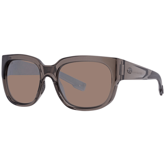 Rectangular sunglasses with thick, translucent gray frames and brown lenses.