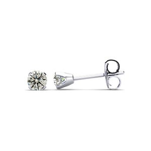 Pair of 1/4 carat diamond stud earrings set in a simple, elegant metal prong setting with a polished finish.