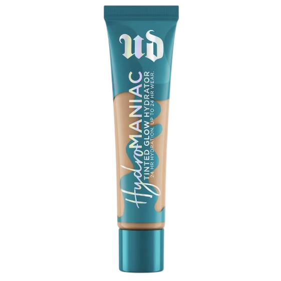Tube of Urban Decay Hydromaniac Tinted Glow Hydrator, promising 24-hour wear and hydration.
