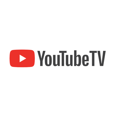 YouTube TV logo showcasing its branding with a red play button icon and black text.