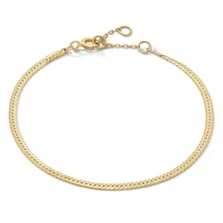 A gold herringbone anklet with adjustable links and a lobster clasp closure.
