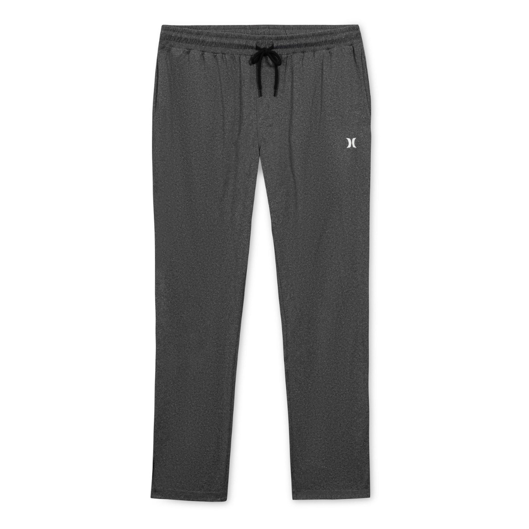 Gray drawstring sweatpants with a small white logo on the upper left side.