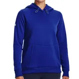 A blue Under Armour hoodie with long sleeves, a front pocket, and a drawstring hood.