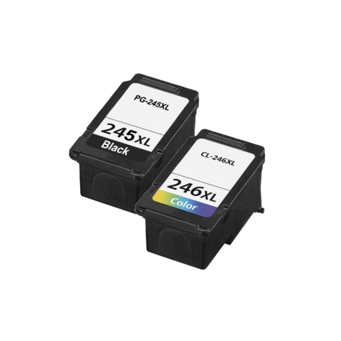 2-pack of replacement Canon ink cartridges includes one 245XL Black and one 246XL Color.