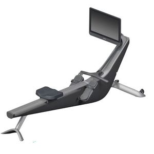 This is a modern reclined workstation with an ergonomic chair, built-in computer monitor, keyboard, and mouse tray. It is designed for comfortable computer use.