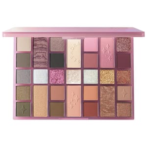 The Sephora The Amazing Eye Palette features a variety of 25 eyeshadows in matte, shimmer, and metallic finishes, with shades ranging from neutrals to bold pinks and earthy tones.