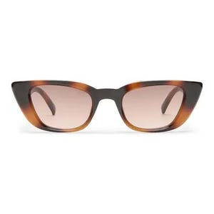 Cat-eye sunglasses with tortoiseshell frames and brown gradient lenses.