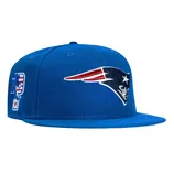 Blue sports cap featuring the New England Patriots logo on the front and an NFL logo on the side.