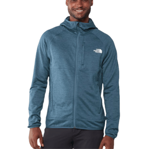 Men's blue North Face Canyonlands Hoodie with full zip, hood, and logo on the left chest. The hoodie features a chest pocket and two front pockets.