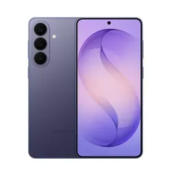 A smartphone with a sleek design, featuring three rear cameras and a central hole-punch front camera on the display. The device appears to be in a purple color.