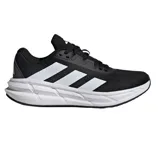 Adidas Questar 3 Running Shoes feature a sleek design with a black upper, white stripes, and a durable Cloudfoam midsole for cushion. They offer lightweight support and a modern look for runners.