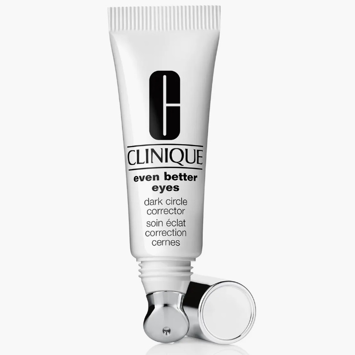 A tube of Clinique Even Better Eyes Dark Circle Corrector with a silver cap and applicator tip, designed to treat under-eye circles.